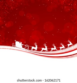 Vector Illustration of a Christmas Background with Santa Claus Driving in a Sledge