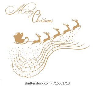 vector illustration of Christmas background with Santa Claus flying with reindeer. can be used for posters, cards, stickers.