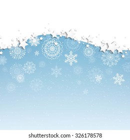 Vector Illustration of a Christmas Background with Snowflakes and Stars