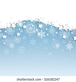 Vector Illustration of a Christmas Background with Snowflakes and Stars