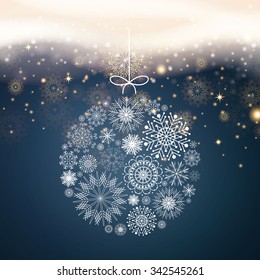 Vector Illustration of a Christmas Background with Snowflakes