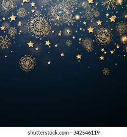 Vector Illustration of a Christmas Background with Snowflakes