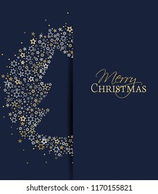 Vector illustration of a Christmas background. Christmas tree made of stars. Happy Christmas greeting card.