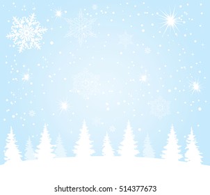 vector illustration of Christmas background with trees and snow