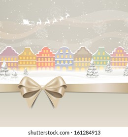 Vector Illustration of a Christmas Background with Winter Landscape