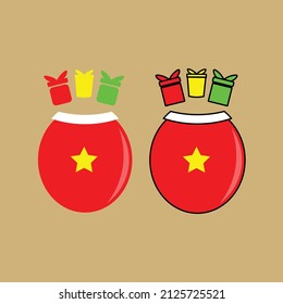 Vector illustration of a christmas bag with various colors. suitable for your design, web design, logo, app, and more