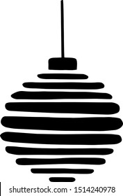 vector illustration. Christmas ball of dashes, lines. Suitable for interior decoration, doodle, abstract, sketch, silhouette, primitive, simple.
