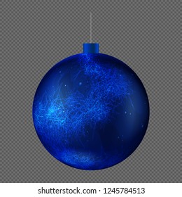 Vector illustration of Christmas ball. Isolated Christmas tree toy for invitations, congratulations, covers. Colorful decorative toy on a transparent background.