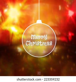Vector illustration. Christmas ball  on the background of photos with the glow