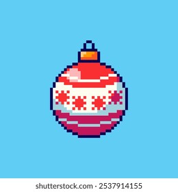 Ilustração vetorial de bola de Natal com design de arte Pixel, perfeito para os recursos do jogo projetos temáticos