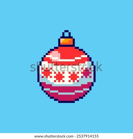 Vector Illustration of Christmas Ball with Pixel Art Design, perfect for game assets themed designs