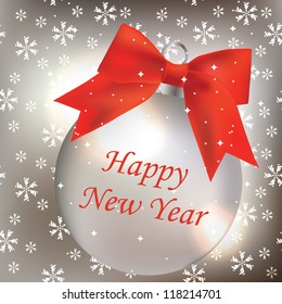 vector illustration, Christmas ball with red bow