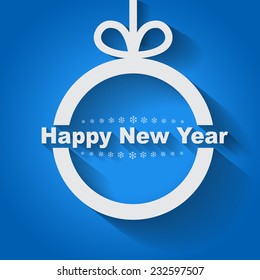 Vector illustration. Christmas ball with the text "Happy New Year" and the length of the shadow of it
