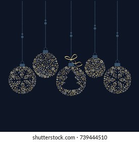 Vector illustration of a Christmas balls decoration made from stars. Happy Christmas greeting card