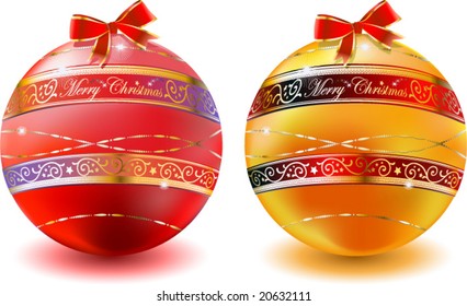 vector illustration of christmas balls with gold floral decoration