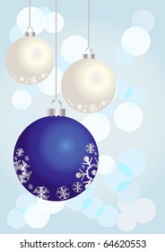 Vector illustration of Christmas balls on a shiny background