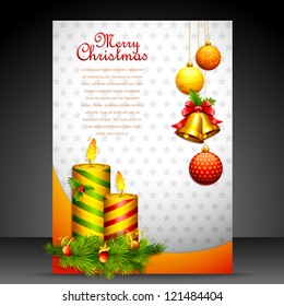 vector illustration of Christmas banner decorated with bauble and candle