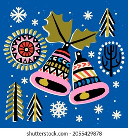 Vector illustration of Christmas bells. Vector Christmas greeting card. For Christmas decoration, posters, banners, sales