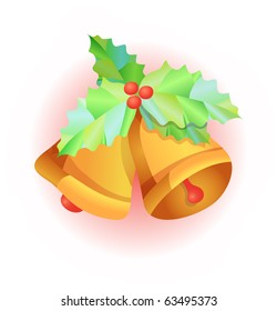 Ilustración vectorial de las campanas de Navidad con mistletoe