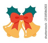 vector illustration of Christmas bells with red ribbon isolated on white for banners, cards, flyers, social media wallpapers, etc.