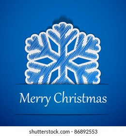 Vector illustration of christmas blue paper snowflake.