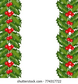 Vector illustration for Christmas with a border of Holly leaves