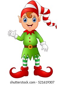 Vector illustration of Christmas boy elf cartoon