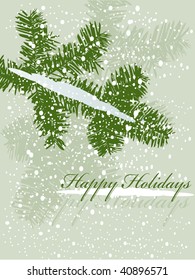 vector illustration of a christmas branch with snow