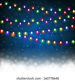 Vector illustration to Christmas with bright lights on a blue background