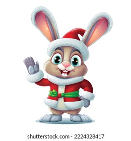Vector illustration of christmas bunny, rabbit