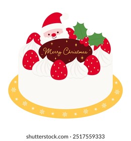 vector illustration of a Christmas cake with strawberries for banners, cards, flyers, social media wallpapers, etc.