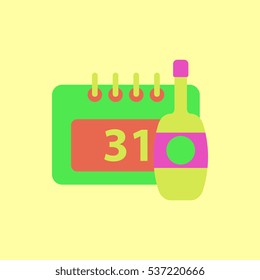 Vector illustration christmas calendar and bottle of wine