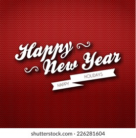 Vector illustration of Christmas calligraphy on knitted pattern