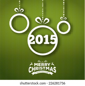 Vector illustration of Christmas calligraphy on knitted pattern