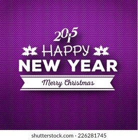 Vector illustration of Christmas calligraphy on knitted pattern