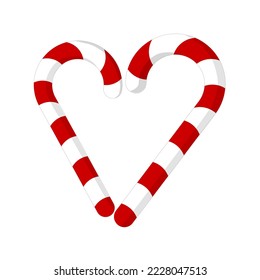 Vector illustration of christmas candy heart. Hand drawn candy cane heart.