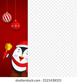 Vector illustration of Christmas card with copy text space on transparent background