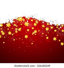 Vector Illustration of a Christmas Card Design with Golden Stars