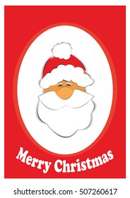 Vector illustration of christmas card. Design of holiday card. Postcard with image of Santa Claus.