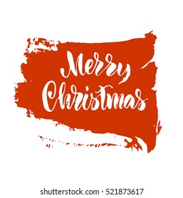 Vector illustration. Christmas card. Lettering. Calligraphy. Merry Christmas. Grungy texture. The phrase is written by hand.