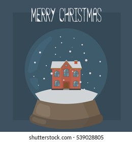 vector illustration Christmas card with a picture of a snow globe