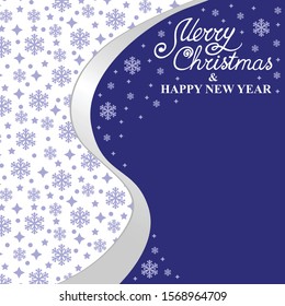 Vector illustration of Christmas card with snowflakes background on blue background