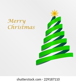 Vector illustration Christmas card with tree from ribbon