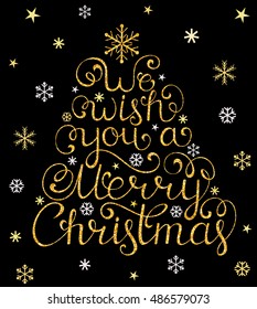 Vector illustration of Christmas card with tree and snowflakes