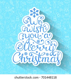 Vector illustration of Christmas card with tree and holiday pattern