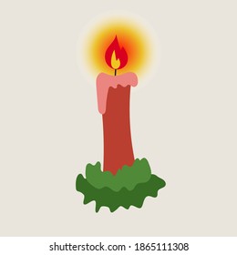 Vector Illustration  Christmas Cartoon Candle