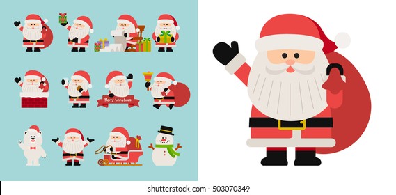 Vector Illustration - Christmas Character Set Of Santa Claus. 