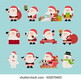 vector illustration - Christmas Character set of santa claus. 