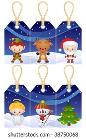 Vector illustration - Christmas characters gift tags
