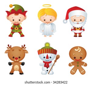 Vector illustration - Christmas characters icon set